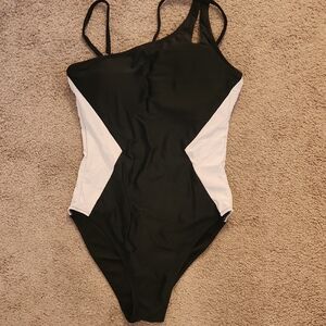 Black and White Women's One-Piece Swimsuit